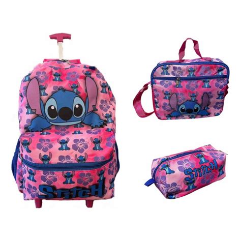 Mochila Lilo Stitch rodinha Lancheira Térmica e Estojo Shopee Brasil