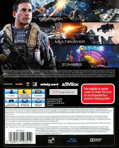 Call Of Duty Infinite Warfare 2016 PlayStation 4 Box Cover Art