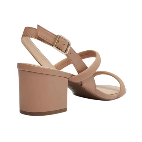 Sandália Arezzo Casual Salto Baixo Bloco Tiras Couro Feminina Nude Sapattu Mania Loja de