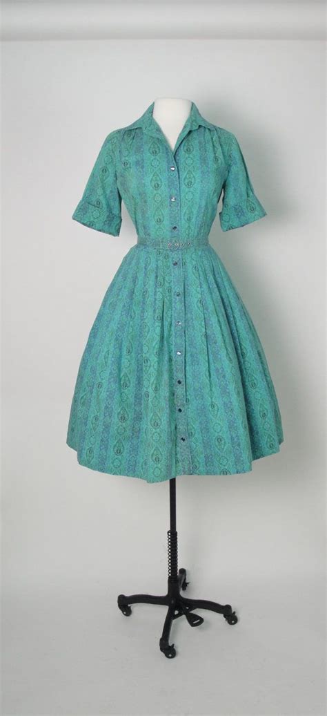 Vintage S S Shirtwaist Dress With Full Skirt Rockabilly Etsy Uk