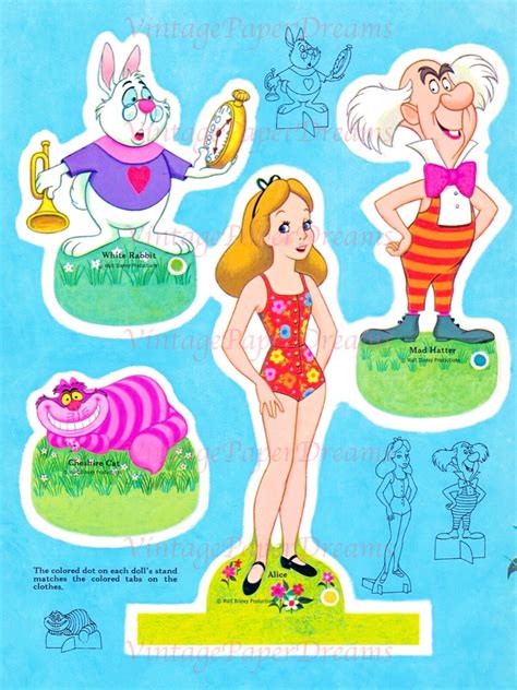 Vintage Paper Doll Printable Pdf Alice In Wonderland Paper Etsy