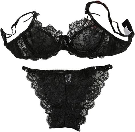 Women S Lace Bra And Panty Set Floral Sheer Underwire Unlined Bra Matching Underwear Lingerie