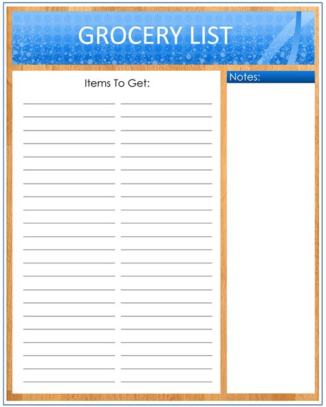 Printable Shopping List