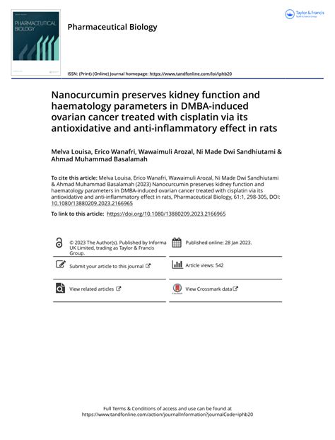 Pdf Nanocurcumin Preserves Kidney Function And Haematology Parameters