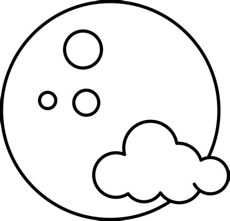 Black Stroke Illustration Of Full Moon With Cloud Icon 24157489 Vector