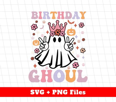 Birthday Ghoul Svg Groovy Halloween Svg Cute Princess Ghost Etsy Uk