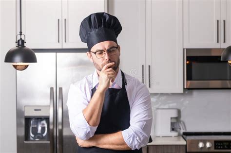 Cooking Man In Apron Muscular Chef On Black Background Sports Diet