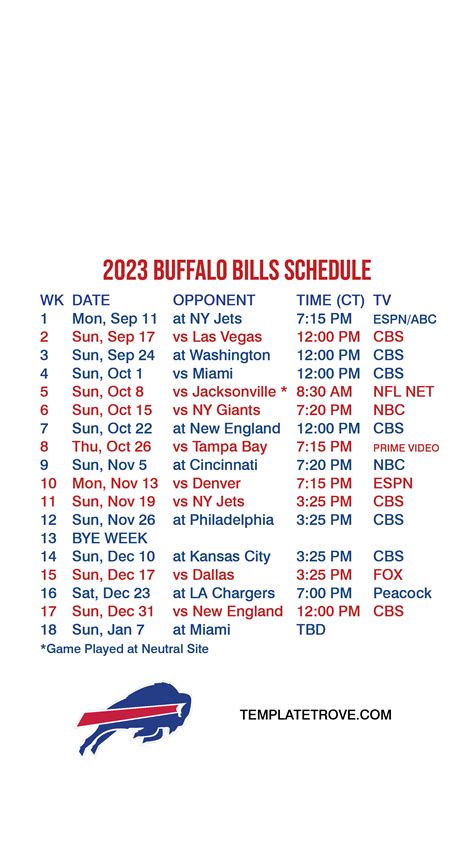 Bills Schedule 2024 Tv Series Gina Krissy