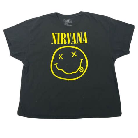 Nirvana Official Nevermind Smiley Face Logo Black T S Gem