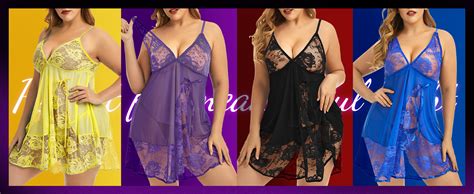 Adorejoy Womens Babydoll Lingerie Set Plus Size Sleepwear Xxl Red At