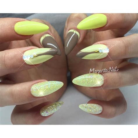 Spring Nails 2016 Yellow Almond Nails Nail Lacquer Rose Gold Nail