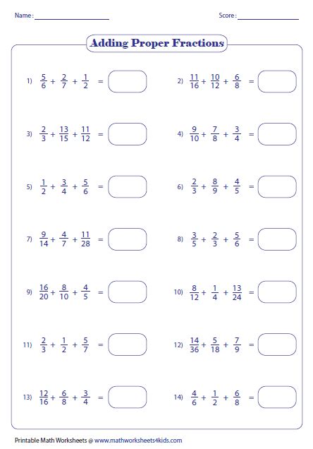 Ordering Fractions With Unlike Denominators Worksheets