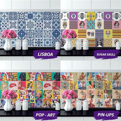 Papel Parede Adesivo Azulejo Hidráulico Português Kit 2 Un