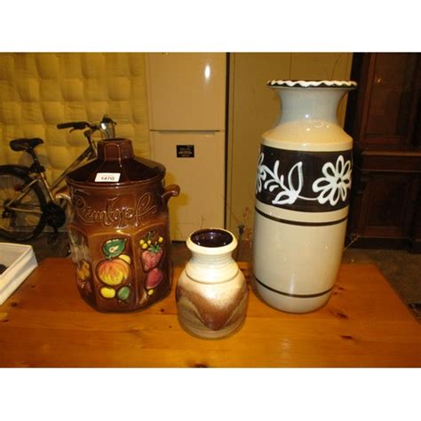 Two West German Pottery Vases And A Rumtopft