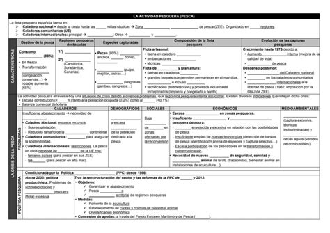 Tabla Resumen La Actividad Pesquera Ppt