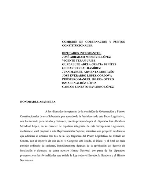 Comisi N De Gobernaci N Y Puntos Constitucionales