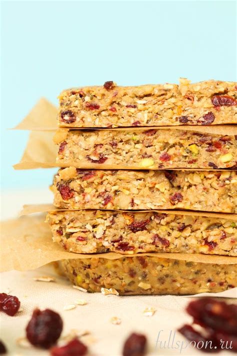 Батончики гранола с клюквой - Fullspoon.ru | Granola, Meals, Food