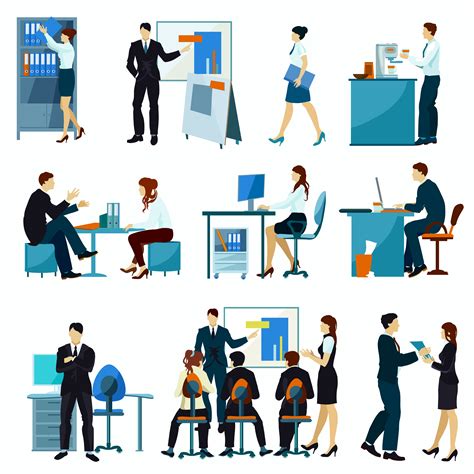 Office Workers Flat Set 472306 Vector Art At Vecteezy