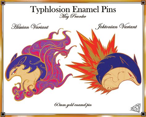 Hisuian Johtonian Typhlosion Gold Enamel Pins Etsy