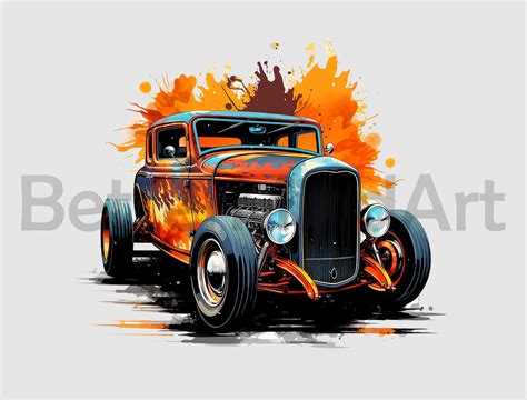 Cool Flaming Classic Hot Rod Car Sublimation Designs Hot Rod Png Hot Rod Clipart Etsy