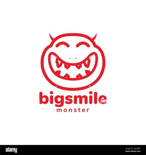 Red Face Monster Big Smile Logo Design Vector Graphic Symbol Icon Sign