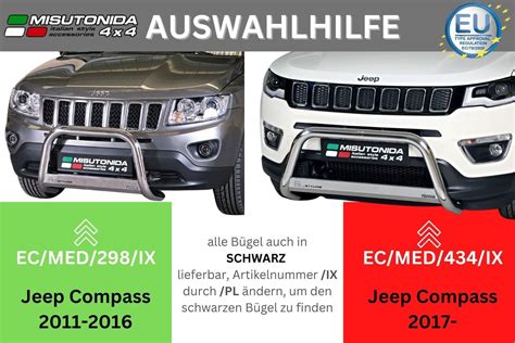 Frontbügel Edelstahl schwarz für Jeep Compass ab 2017 63mm ABE