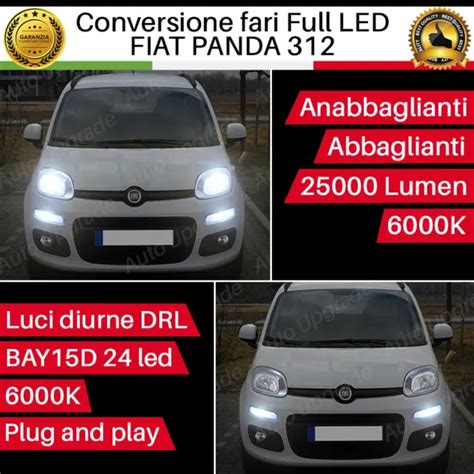 Kit Conversione Fari Full Led Per Fiat Panda Serie K Bianco