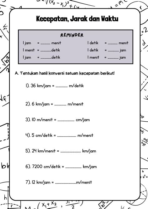 Kecepatan Jarak Dan Waktu Indonesia Worksheet Kelas 5 Artofit