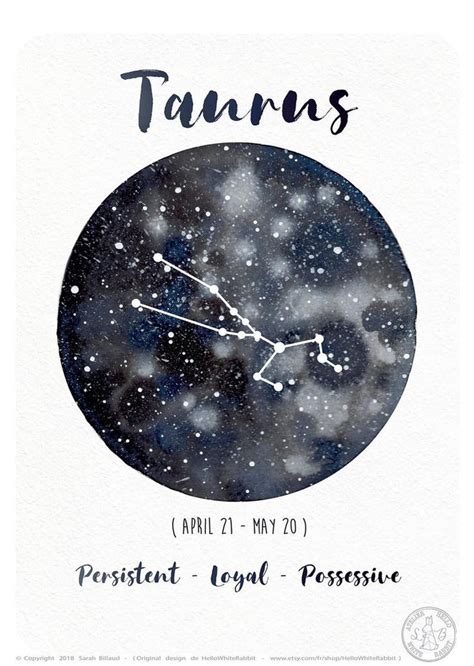 Astrology Card Zodiac Signs Taurus Horoscope Planet Illustration