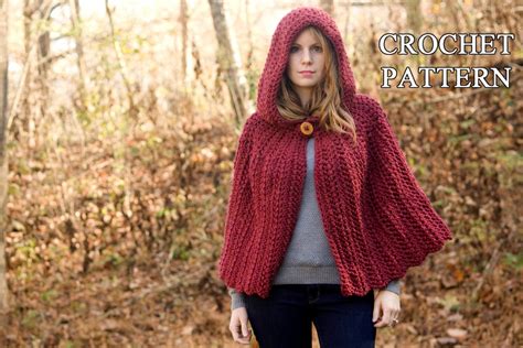 CROCHET PATTERN Hooded Cape Pattern, Crochet Cloak Pattern, Red Riding ...