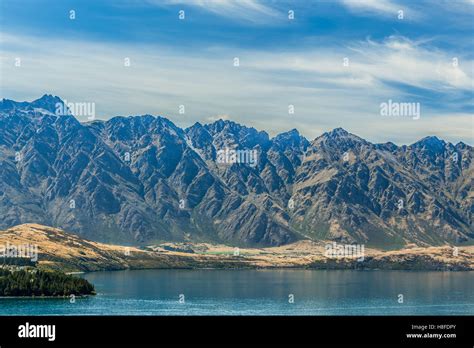 The Remarkables And Lake Wakatipu Queenstown New Zealand Stock Photo