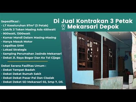 Dijual Cepat Kontrakan Petak Di Mekarsari Depok Harga