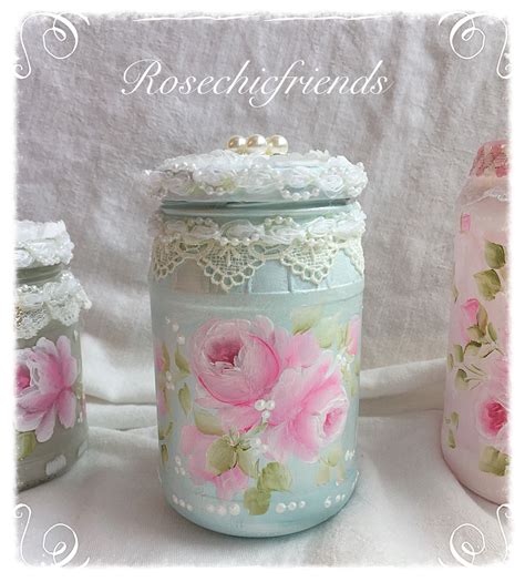 Sweet Shabby Chic Jar By Lorena Of Rosechicfriends On Etsy Shabby