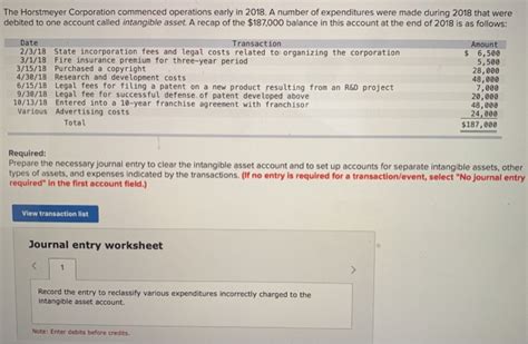 Solved The Horstmeyer Corporation Commenced Operations Early Chegg