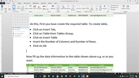 How to formatting table in MS-Table 2013?