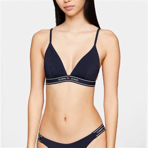 Tommy Jeans Triangle Women S Bikini Top Navy Blue Uw Uw C G