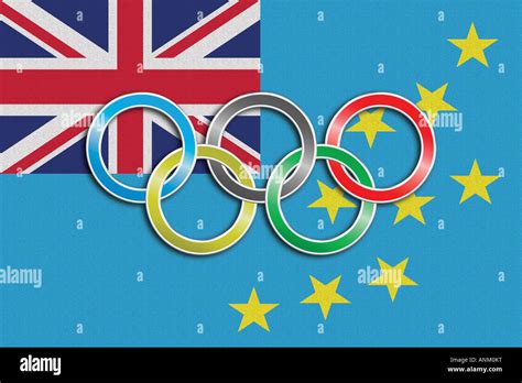 Flag Of Tuvalu With Olympic Symbol Stock Photo Alamy