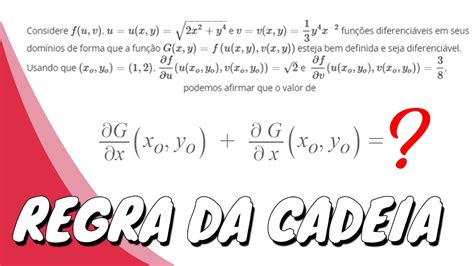 Encontrar Derivada Parcial Pela Regra Da Cadeia C Lculo Youtube