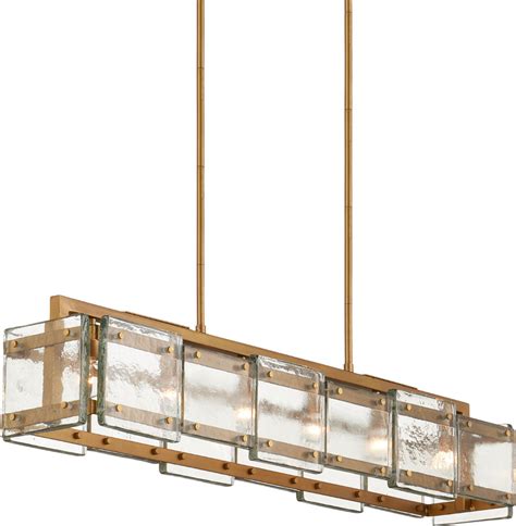 Currey And Company 9000 1165 Countervail Modern Clear Antique Brass Kitchen Island Light Fixture