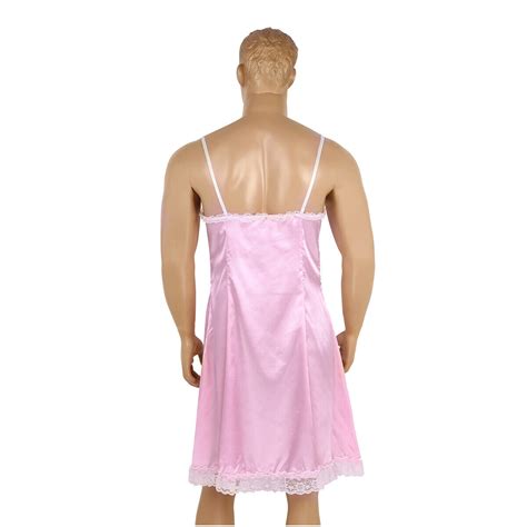 Sissy Men S Lingerie Satin Nightwear Crossdresser Slip Dress Babydoll Nightdress EBay