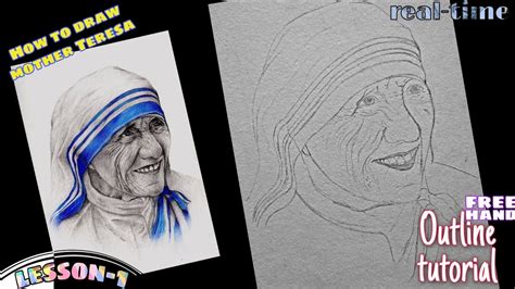 Mother Teresa Outline Tutorial Free Hand 🧤 Real Time How To