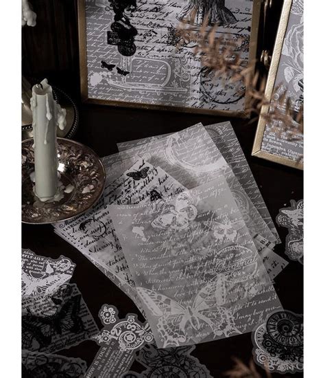 Parchment Paper & Sticker Sets: Black and White Inked - Etsy