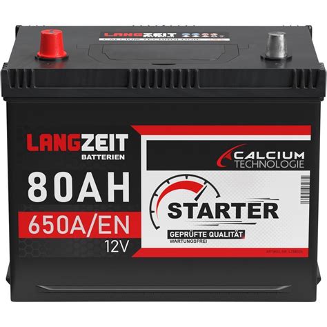 Langzeit Asia Autobatterie Ah V Starterbatterie Pluspol Links Ah