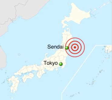 Map showing the epicenter of the M9.0 Sendai earthquake, March 11, 2011 ...