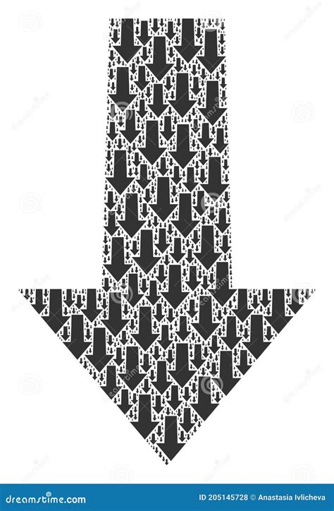 Arrow Down Fractal Composition Of Itself Items Stock Vector