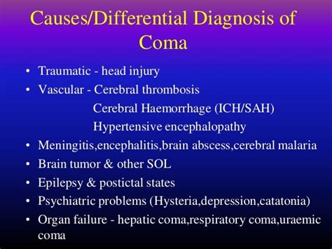 General Approach And Differential Diagnosis Of Coma