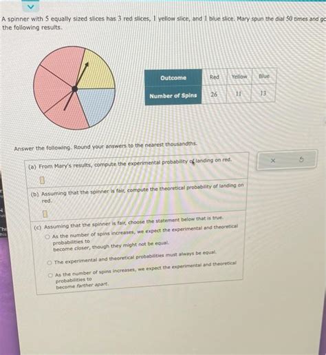 Solved Spinner With 5 Equally Sized Slices Has 3 Red Slices Chegg