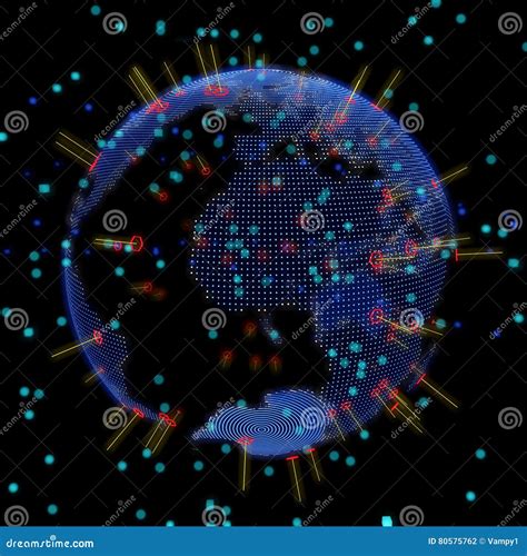 Abstract World Globe Hologram World Map Particle Stock Illustration