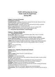 Fshn Final Study Guide Fshn Nutrition For Living Study Guide For