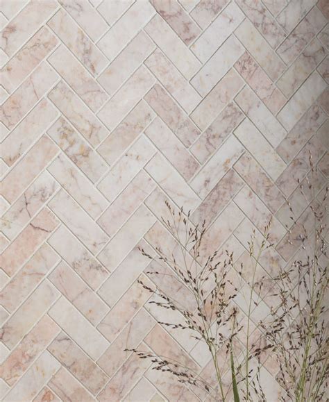 Rosalina Honed Marble Herringbone Mosaic Tile Mandarin Stone